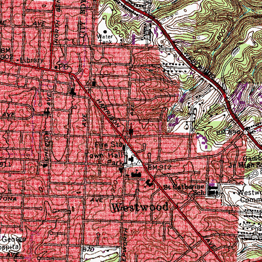 Topographic Map of Westwood United Methodist Church, OH