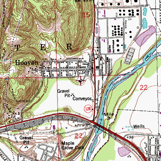Topographic Map of Hooven Elementary School, OH