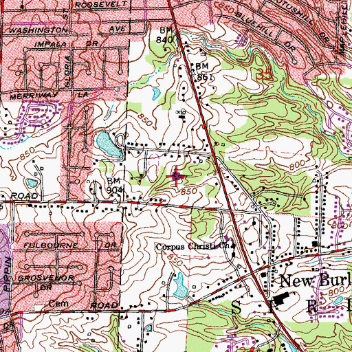 Topographic Map of North Elementary School, OH