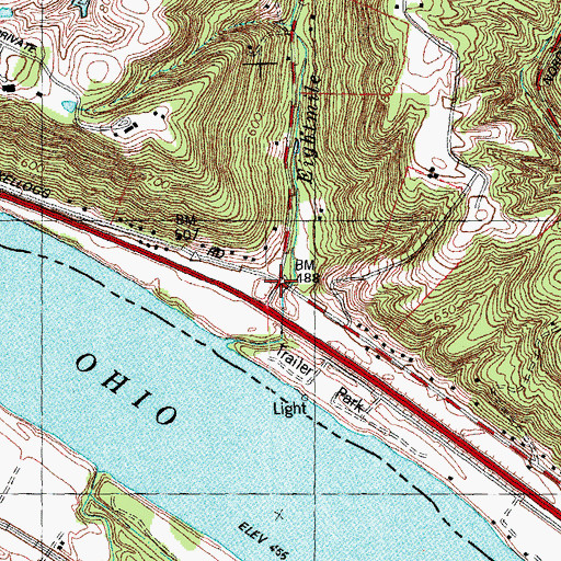 Topographic Map of Eightmile, OH