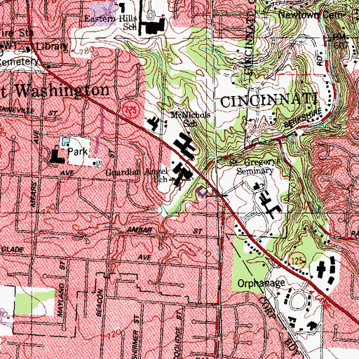 Topographic Map of Guardian Angel School, OH