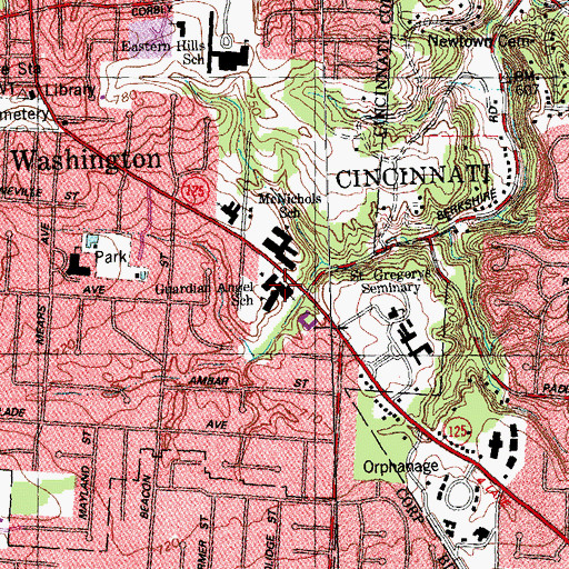 Topographic Map of Guardian Angels Catholic Church, OH