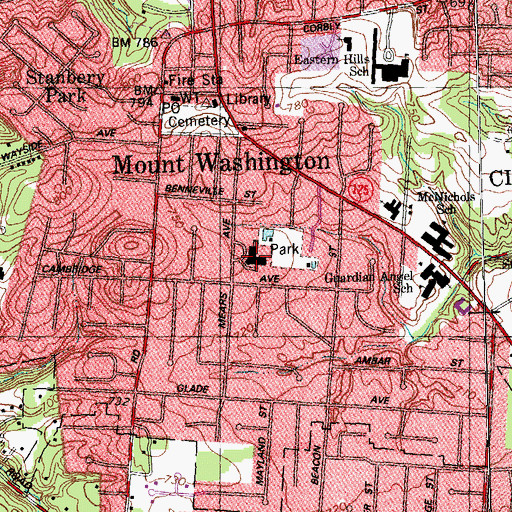 Topographic Map of Mount Washington Elementary School, OH