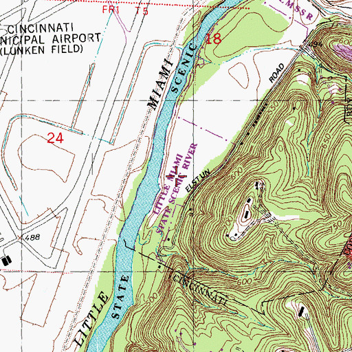 Topographic Map of Little Miami State Scenic River, OH