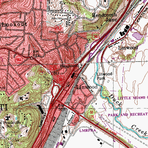 Topographic Map of Linwood Elementary School, OH