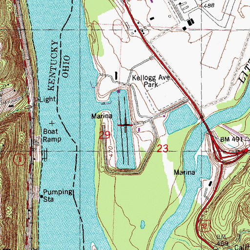 Topographic Map of Four Seasons Marina, OH