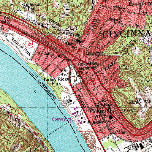 Topographic Map of Rakestraw Memorial Field, OH