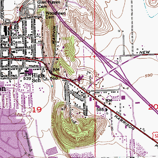 Topographic Map of Crossroads Plaza Shopping Center, OH