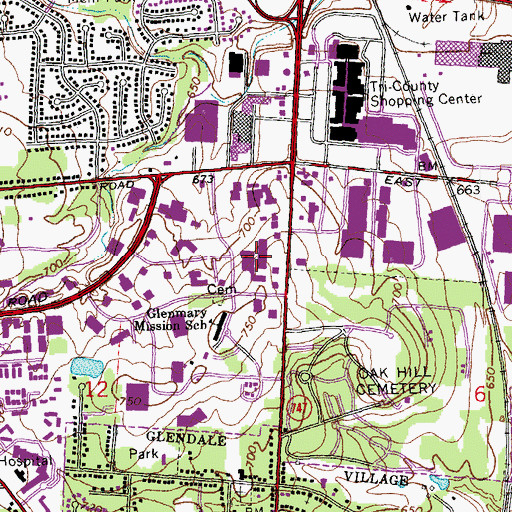 Topographic Map of Tri-Centre Shopping Center, OH