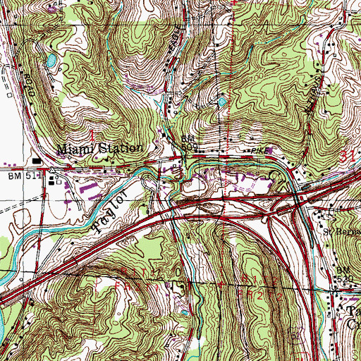 Topographic Map of South Fork Taylors Creek, OH