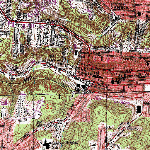 Topographic Map of San Antonio Catholic Church, OH