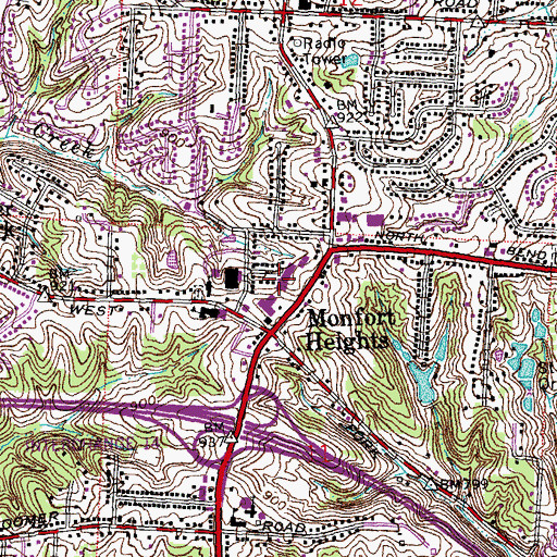 Topographic Map of North Bend Crossing Shopping Center, OH