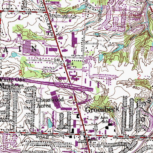Topographic Map of Crossings of Colerain Shopping Center, OH