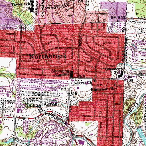 Topographic Map of Northbrook Shopping Center, OH