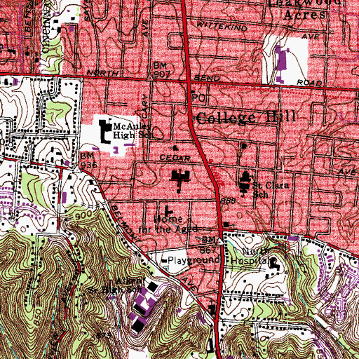 Topographic Map of College Hill Elementary School, OH
