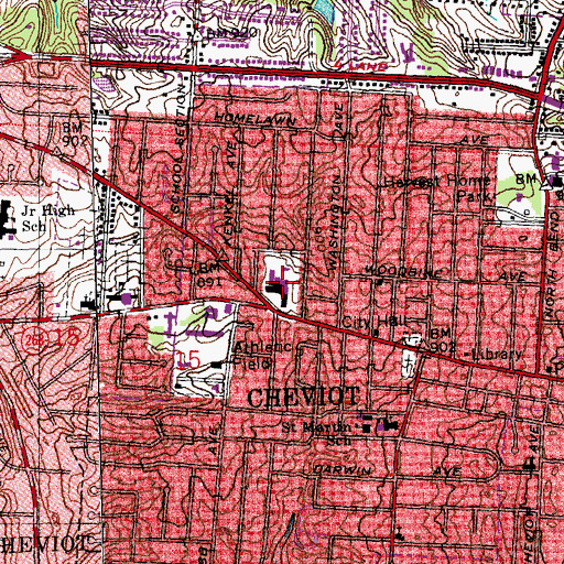 Topographic Map of Cheviot Elementary School, OH