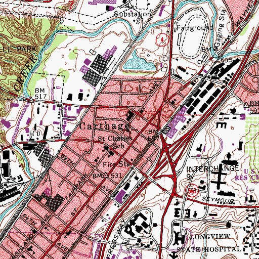 Topographic Map of Carthage Christian Church, OH