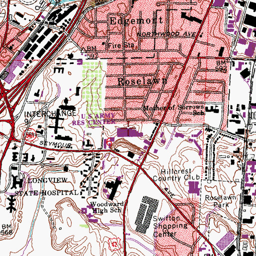 Topographic Map of Seymour Plaza Shopping Center, OH