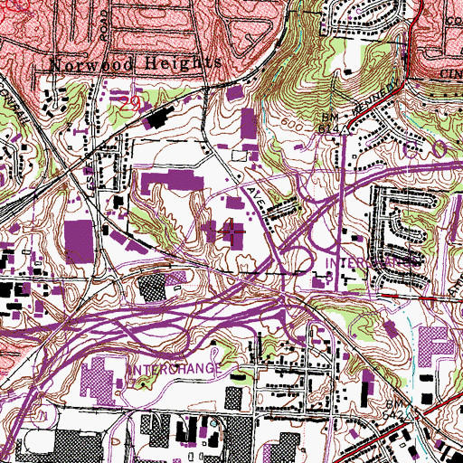 Topographic Map of Gold Circle Mall Shopping Center, OH