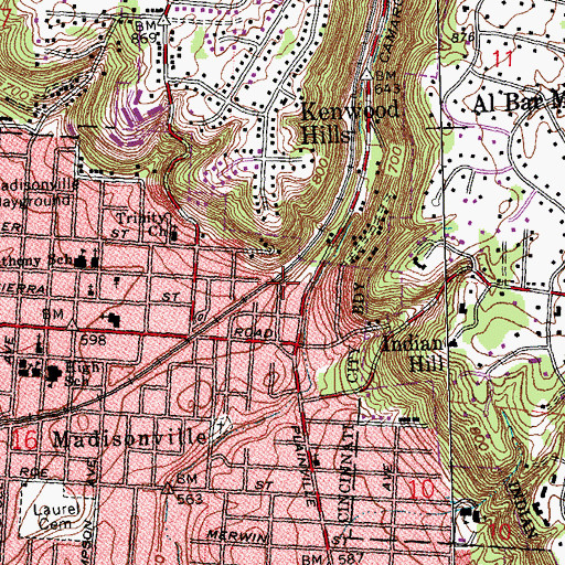 Topographic Map of East Madisonville, OH
