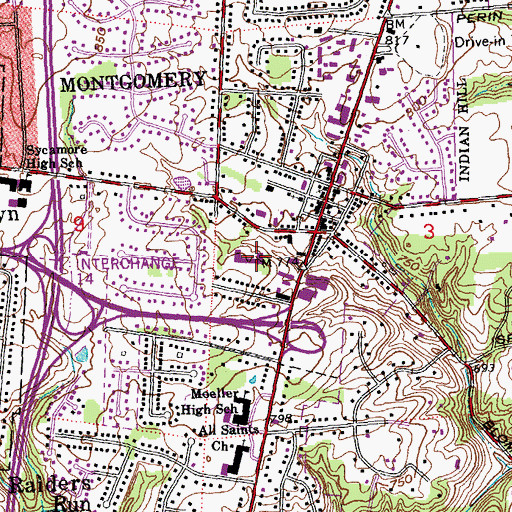 Topographic Map of Village Corner Shopping Center, OH