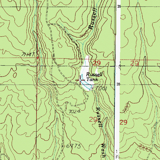 Topographic Map of Russell Tank, AZ