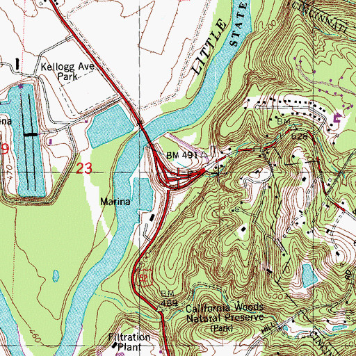 Topographic Map of California Station (historical), OH