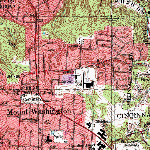 Topographic Map of Mount Washington United Methodist Church, OH