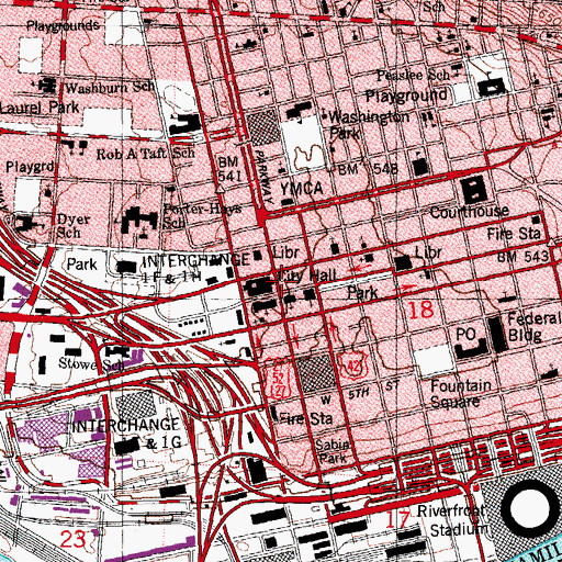 Topographic Map of First Congregational Church (historical), OH