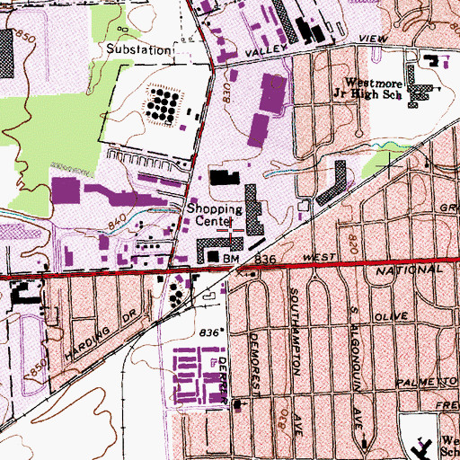 Topographic Map of Great Western Shopping Center, OH