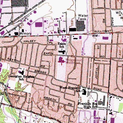 Topographic Map of Wedgewood Middle School, OH