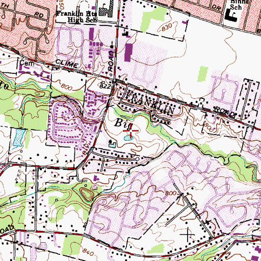 Topographic Map of Wee Bonnie Golf Course, OH