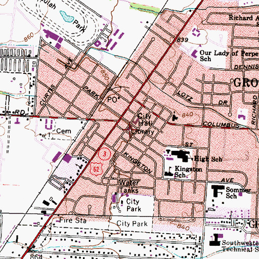 Topographic Map of Grove City Library, OH