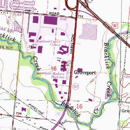 Topographic Map of Groveport-Madison High School, OH