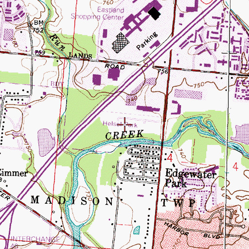 Topographic Map of Helsel Park, OH