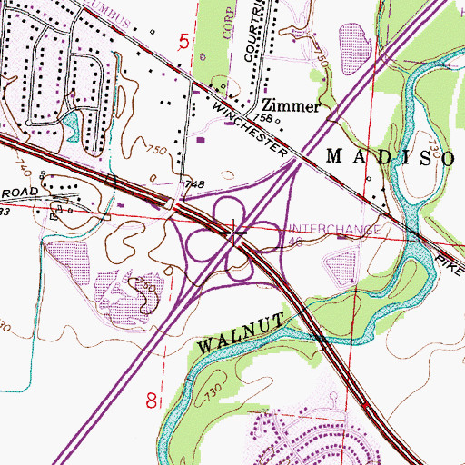 Topographic Map of Interchange 46, OH