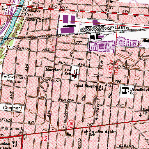 Topographic Map of Maryland Avenue Elementary School, OH