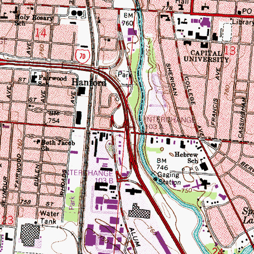 Topographic Map of Interchange 103A, OH