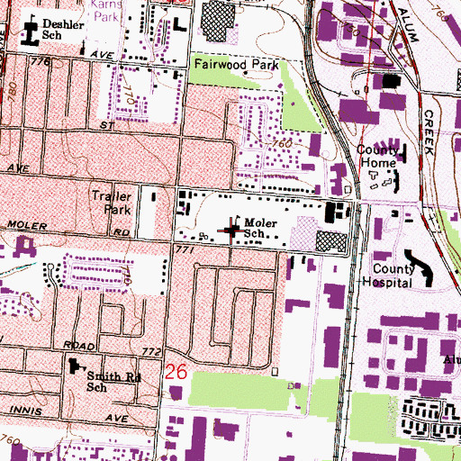 Topographic Map of Moler Elementary School, OH