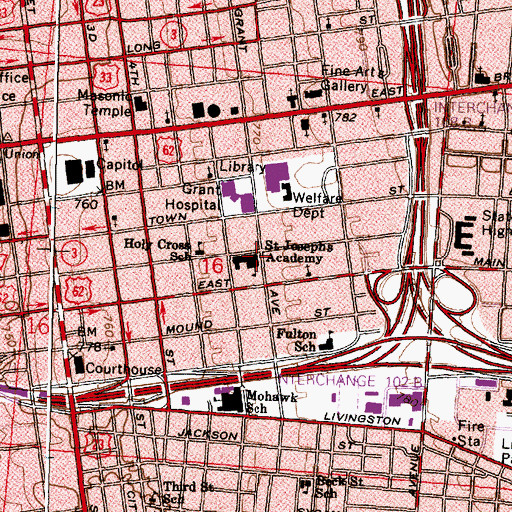 Topographic Map of Franklin University, OH