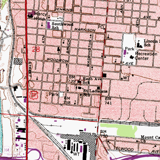 Topographic Map of Reeb Avenue Elementary School (historical), OH