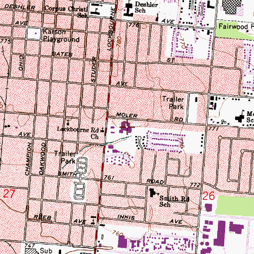Topographic Map of Southmoor Middle School, OH