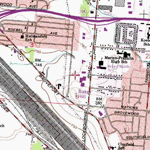 Topographic Map of Marion-Franklin Park, OH
