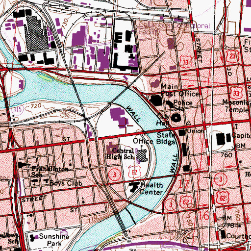Topographic Map of Veterans Memorial Auditorium, OH