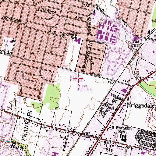 Topographic Map of Briggs High School, OH