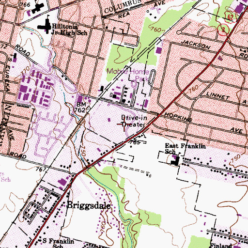 Topographic Map of Southwest Square Shopping Center, OH