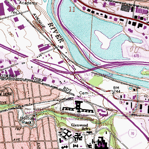 Topographic Map of Interchange 96, OH