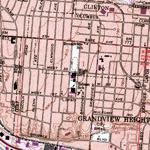 Topographic Map of Grandview Heights High School, OH