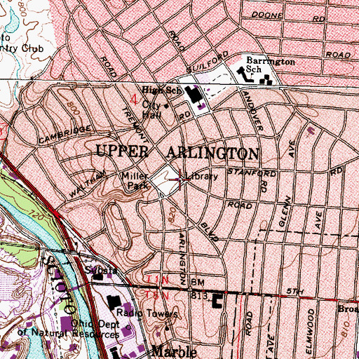 Topographic Map of Upper Arlington Public Library, OH