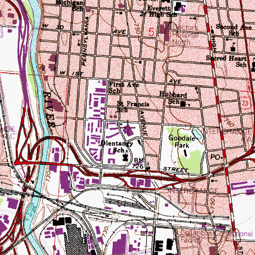 Topographic Map of Thurber Village Shopping Center, OH